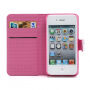 Magnetno etui / ovitek s stojalom in reže za kartice Apple iPhone 4 / 4S - roza