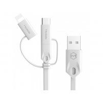 MCDODO USB kabel Lightning / mikro USB / USB-C priključki za Apple iPhone - 1m - bela