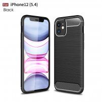 Ovitek s teksturo brušenega karbona za iPhone 12 mini - črna