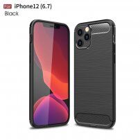 Ovitek s teksturo brušenega karbona za iPhone 12 Pro Max - črna