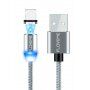 Okrogli magnetni kabel FLOVEME USB-A / USB-C / Micro USB / Lightning za iPhone / iPad / iPod / AirPods - 1 m - srebro