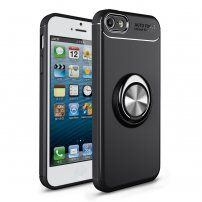 Ovitek z kovinskim stojalom primernim za magnetno držalo za iPhone 5 / 5S / SE (2016) - črno-siva