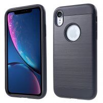 Pokrijte z brušeno teksturo za iPhone XR - črna