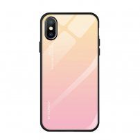 Pokrijte s steklenim hrbtom za iPhone XS - roza-zlato
