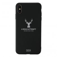 Mat ovitek jelen in citat iz mehke plastike za iPhone XS Max - črna