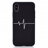 Ovitek EKG krivulja iz mehke plastike za iPhone XS Max - črna