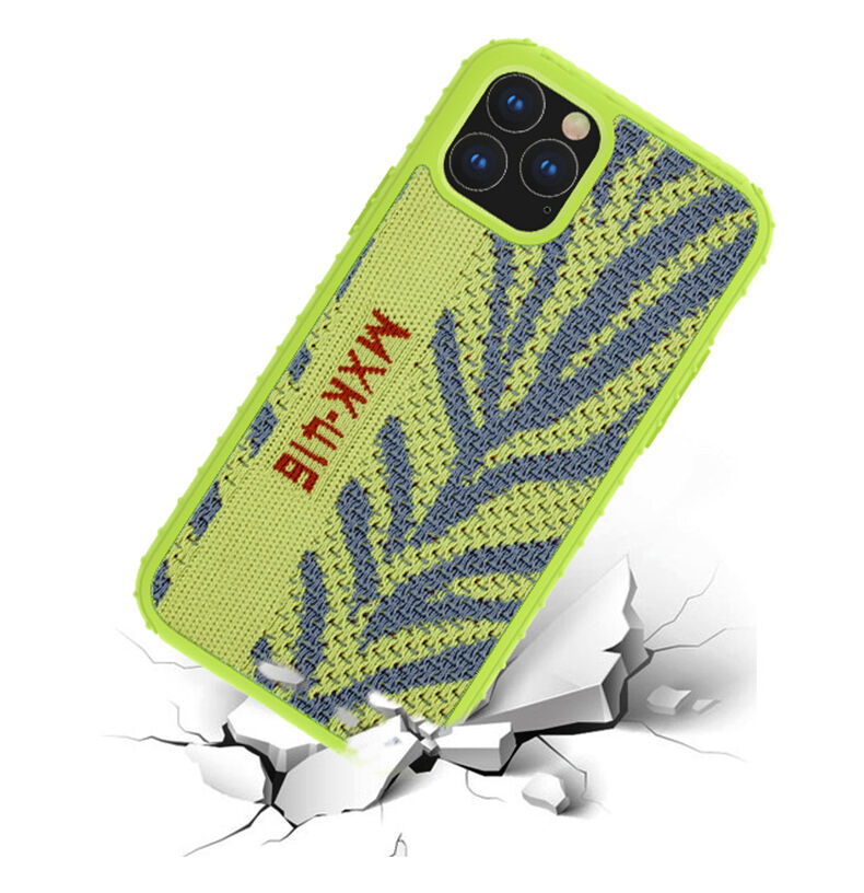 Elegantni ovitek iz trde plastike s tekstilno površino za iPhone 11 Pro Max - sivo-oranžna