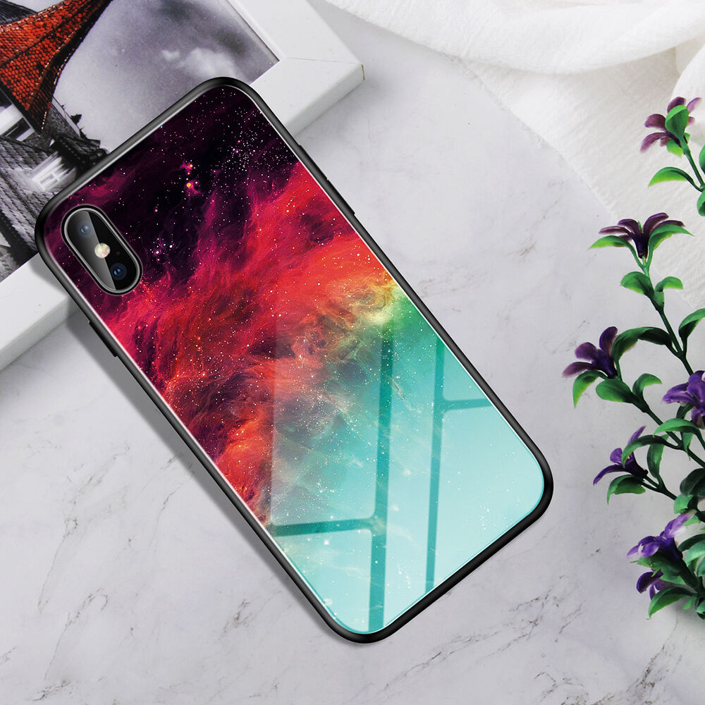 Pokrijte s steklenim hrbtom za iPhone X / XS - barvna meglica