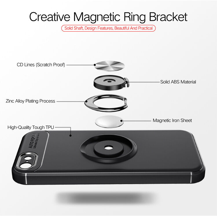Ovitek z kovinskim stojalom primernim za magnetno držalo za iPhone 5 / 5S / SE (2016) - črno-siva