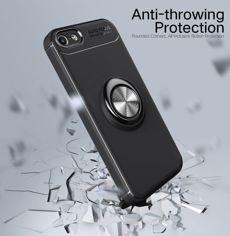 Ovitek z kovinskim stojalom primernim za magnetno držalo za iPhone 5 / 5S / SE (2016) - črno-siva