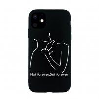 Ovitek silhueta ljubimcev iz mehke plastike za iPhone 11 - črna