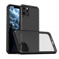 Ipaky polprozoren ovitek odporen proti udarcem z vzorcem iz karbonskih vlaken za iPhone 11 Pro - črna