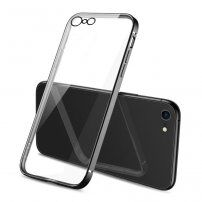 Prozorni ovitek s prevlečenim robom za iPhone 7/8/SE (2020) - črna