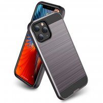 Trpežen ovitek za iPhone 12 / 12 Pro - brušena tekstura - siva