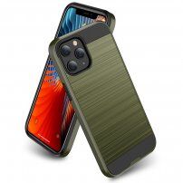 Trpežen ovitek za iPhone 12 Pro Max - brušena tekstura - kaki