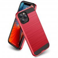Trpežen ovitek za iPhone 12 Pro Max - brušena tekstura - rdeče