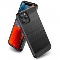 Trpežen ovitek za iPhone 12 Pro Max - brušena tekstura - črna