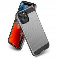 Trpežen ovitek za iPhone 12 Pro Max - brušena tekstura - srebro