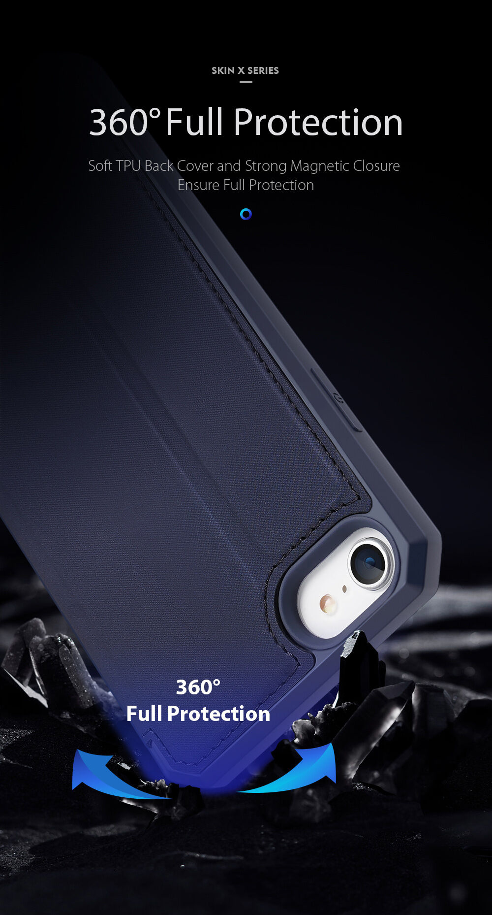 Dux Ducis ovitek z etuijem za kartice za iPhone 7/8/SE (2020) - črna