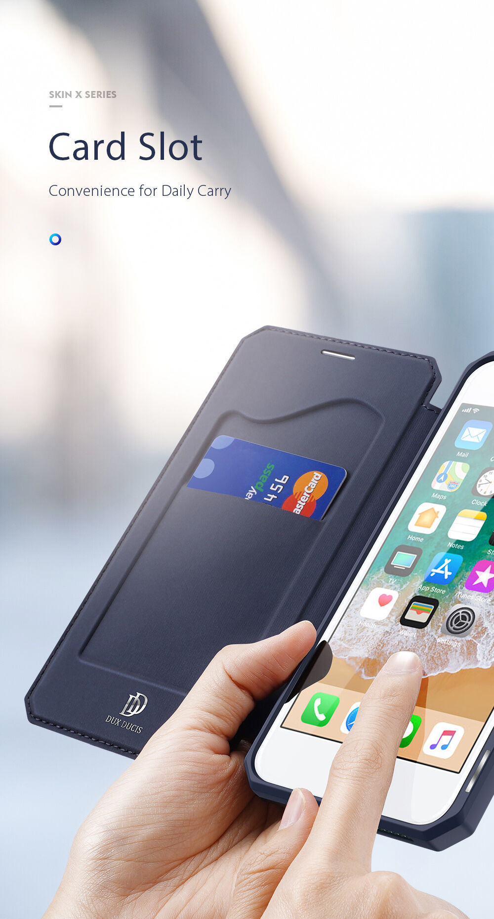 Dux Ducis ovitek z etuijem za kartice za iPhone 7/8/SE (2020) - črna