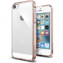 Spigen ultra tanka trpežna prevleka Apple iPhone SE (2016) / 5S - prozorna z roza okvirjem