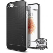 Spigen Neo ekskluzivna zaščitna prevleka za Apple iPhone SE (2016) / 5S - črno srebrno