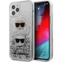 Karl Lagerfeld Liquid Glitter 2 Heads ovitek za iPhone 12 / 12 Pro - srebro