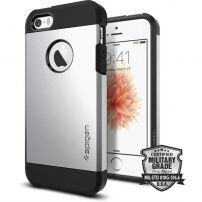 Spigen Armor trpežna tanka prevleka za Apple iPhone SE (2016) / 5S - srebro