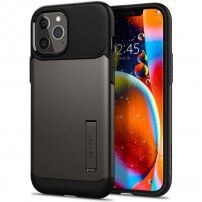 Spigen Slim Armor ovitek s stojalom za iPhone 12 Pro Max - temno siva
