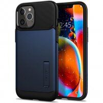 Spigen Slim Armor ovitek s stojalom za iPhone 12 Pro Max - temno modra