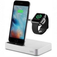 Belkin polnilnik z integriranim polnjenjem za Apple Watch in iPhone - srebro