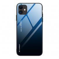 Pokrijte s steklenim hrbtom za iPhone 12 / 12 Pro - modro-črna