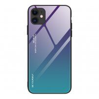 Pokrijte s steklenim hrbtom za iPhone 12 / 12 Pro - vijolično-azurna