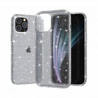 Prozoren ovitek z bleščicami za iPhone 12 Pro Max - siva