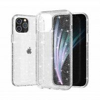 Prozoren ovitek z bleščicami za iPhone 12 Pro Max - srebro