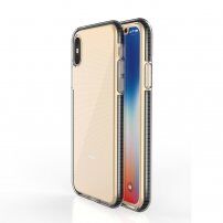 Prozorni ovitek z barvnim okvirjem iz mehke plastike za iPhone X / XS - črna