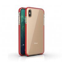 Prozorni ovitek z barvnim okvirjem iz mehke plastike za iPhone XS Max - rdeče