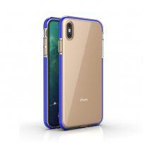 Prozorni ovitek z barvnim okvirjem iz mehke plastike za iPhone XS Max - modro
