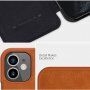 Nillkin Qin ovitek z etuijem za kartice iz PU usnja za iPhone 12 mini - rjava