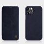 Nillkin Qin ovitek z etuijem za kartice iz PU usnja za iPhone 12 / 12 Pro - temno modra