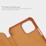 Nillkin Qin ovitek z etuijem za kartice iz PU usnja za iPhone 12 / 12 Pro - temno modra
