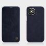 Nillkin Qin ovitek z etuijem za kartice iz PU usnja za iPhone 12 Pro Max - temno modra
