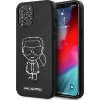 Karl Lagerfeld Embossed ovitek iz PU usnja za iPhone 12 Pro Max - črna