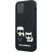 Karl Lagerfeld Karl &Choupette ovitek iz PU usnja za iPhone 12 Pro Max - črna