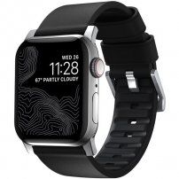 Nomad Active Pro hidrofobni usnjeni pašček za Apple Watch Ultra 49mm / 46mm / 45mm / 44mm / 42mm - črno-srebrna