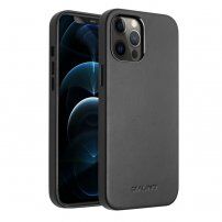Usnjeni ovitek Qialino za iPhone 12 Pro Max - črna
