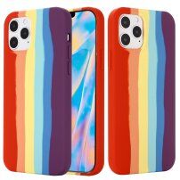 Silikonski pokrov za iPhone 12 Pro Max - mavrica navpične črte