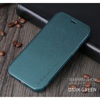 X-Level usnjen flip etui s stojalom za iPhone 12 / 12 Pro - zelena