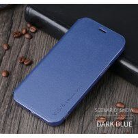 X-Level usnjen flip etui s stojalom za iPhone 12 / 12 Pro - modro