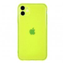Mehki prozorni ovitek z bleščicami za iPhone 11 - neonsko rumeno-zelena
